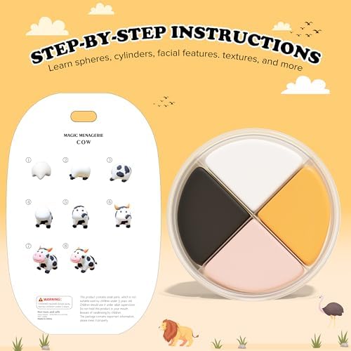 Cyajm 12-Color Air Dry Clay Kit, Animal, Kids 3+ with Tools & Guide - Image 3
