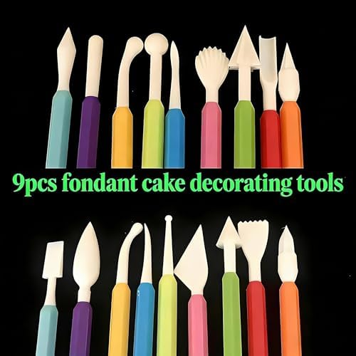 Fondant Sculpting Tool Set, 9-Piece Plastic Cake Decorating Pens - Image 3
