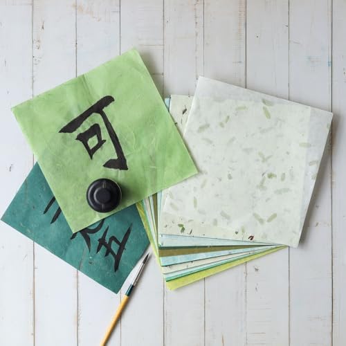 Natural Fiber Mulberry Paper Sheets 6 x 6 Inches, 50 PCS Handmade Craft Paper for Origami, Scrapbooking, Card Making, DIY Decoration, Mixed Media Art (Mixed Green Rice Straw etc.,,, 6 x 6) - Image 6