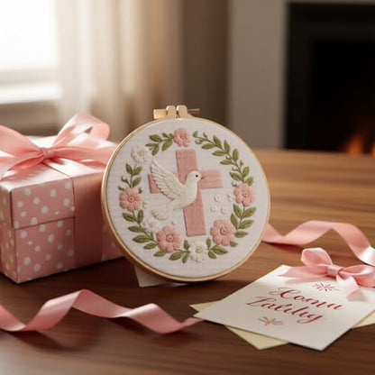 JJFox Embroidery Kit for Beginners and Adults, DIY Hand Embroidery Starter Kit with Cute Pattern, Cross Stitch Needlepoint Set with Hoop, Threads and Instructions (Cross) - Image 5