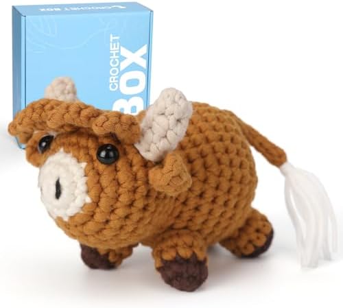 CrochetBox Highland Cow Crochet Kit for Beginners, Easy Craft for Adults by CROCHETBOX