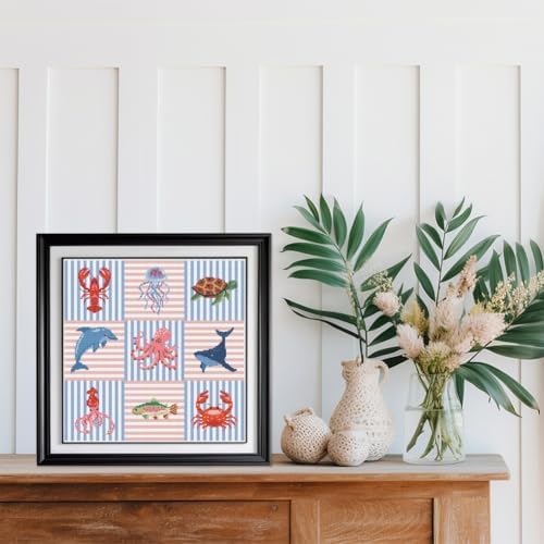 FREEBLOSS 11CT Cross Stitch Kits Striped Sea Animal Stamped Embroidery Kits with Instruction Cross Stitch Wall Hanging Kit for Needlepoint Adults Wall Art Decoration 18 * 18in/45 * 45cm - Image 7