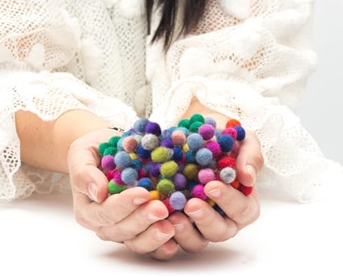 Glaciart One Felt Balls, Felt Wool Balls (240 Pieces) 1 Centimeter - 0.4 Inch, Handmade Felted 40 Color (Red, Pink, Blue, Gray, Black, White, Pastel and More) Bulk Small Puff for Felting and Garland by GlaciartOne