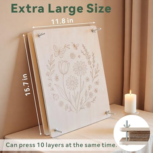 TTUGTTUG Large Flower Press Kit, 15.7" x 11.8" Wooden Pressed Flowers - Image 2
