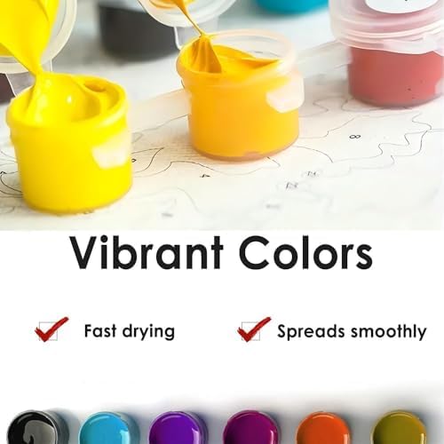 Floral Art Paint by Numbers Kit for Adults - DIY Bee on Cherry Blossoms Painting on Canvas 16x20 Inches, Acrylic Paint Set, Suitable for Beginners, Art for Home Decoration or Gifts - Image 5