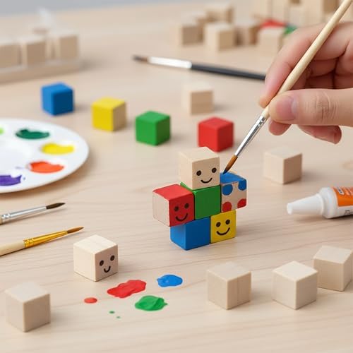 Wood Blocks for Crafting, Unfinished Wood Cubes, 1/2 Inch Natural Wooden Blocks, Pack of 180 Wood Square Blocks, Wooden Cubes for Arts and Crafts and DIY Projects - Image 6