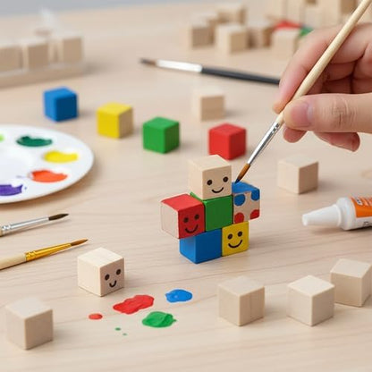 1cm Wood Blocks for Crafts, 500Pcs Unfinished Wood Cubes, Natural Pine Small Wood Square Blocks, Wooden Cubes for Arts Crafts and DIY Projects ﻿ - Image 6