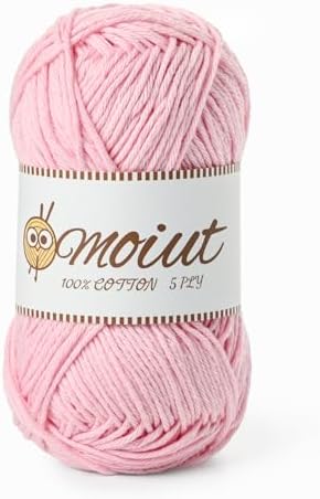 Cotton Yarn for Crocheting, Baby Yarn for Crocheting Soft, 131yds / 1.76oz Fluffy Amigurumi Crochet Yarn, 5 Ply 100% Milk Cotton Yarn for Puzzle、Socks、Clothes(Pink) by OMoiut