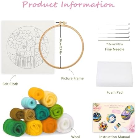 YEESAM ART Needle Felting Picture Kits The Peaceful time of Foxes for Beginners Adults, DIY Wool Felt Painting Starter Kit with Frame and Tools for Home Decor - Image 4