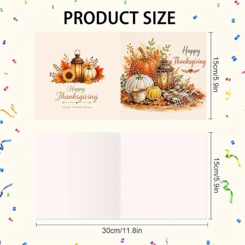 BAYUNOE 6Pcs Thanksgiving Greeting Card DIY Diamond Art Painting Greeting Cards Special Shaped Diamond Autumn Blessing Folding Card Kit Arts Crafts for Birthday Festival-Thanksgiving - Image 4