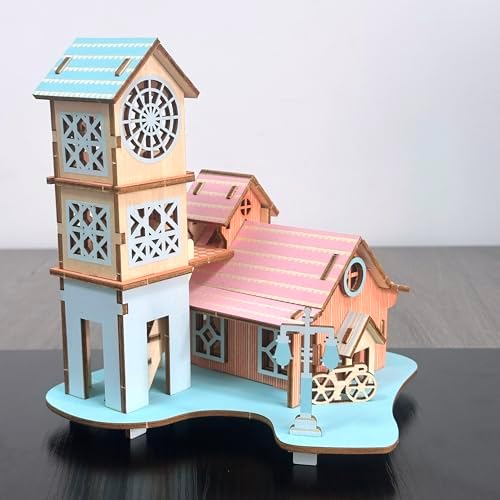 Log Cabin 3D Wooden House Puzzle,DIY Mini Building Model Kit，011 - Image 5