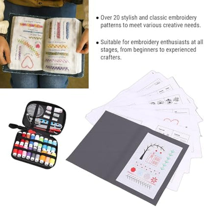 Aramox Complete Embroidery Stitch Book Kit, Fabric Tools Set with Illustrated Guide for Beginners in Hand Sewing Projects - Image 3