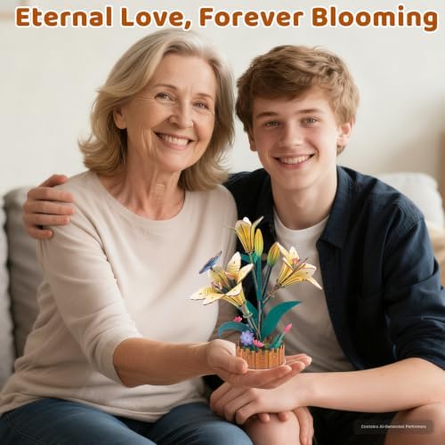 Evankin 3D Wooden Lily Puzzle Kit, DIY Bouquet Model - Image 6
