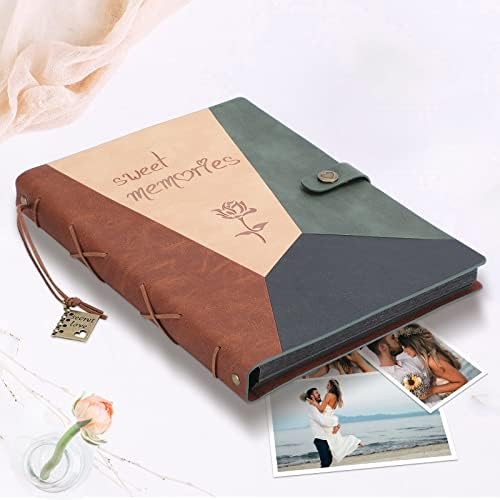 ZEEYUAN Scrapbook Photo Album PU Leather Scrap Book Mothers's Day Gift for Mom Valentines Gift Vintage Family Scrapbook Memory Photo Book 60 Pages - Image 4