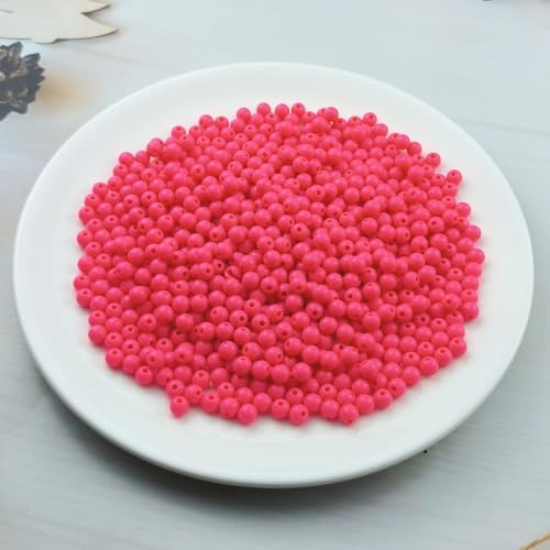 700pcs Acrylic Round Beads for Crafts 6mm Resin Candy Color Spacer Beads with Hole for Jewelry Making Sewing Crafts Decoration Necklaces Bracelets Earrings Supplies(Rose Red) - Image 2
