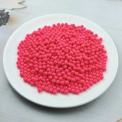 700pcs Acrylic Round Beads for Crafts 6mm Resin Candy Color Spacer Beads with Hole for Jewelry Making Sewing Crafts Decoration Necklaces Bracelets Earrings Supplies(Rose Red) - Image 2