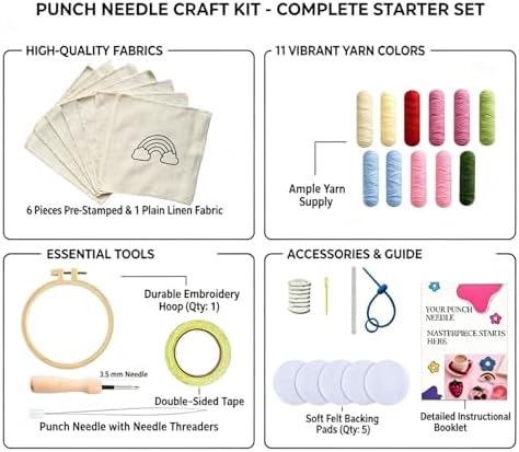 WENTING Punch Needle Kit for Beginners, 5 Coaster and Bag Charm Projects - Image 4