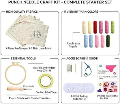 WENTING Punch Needle Kit for Beginners, 5 Coaster and Bag Charm Projects - Image 4