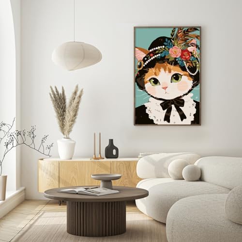 Framed Paint by Numbers Kit for Adults Beginner & Kids Ages 8-12, Funny Cat Adult Paint by Number Kits on Canvas with Frame, DIY Acrylic Number Painting for Adults for Home Decor Gift 8 x 12 Inch - Image 3