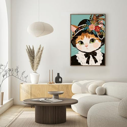 Framed Paint by Numbers Kit for Adults Beginner & Kids Ages 8-12, Funny Cat Adult Paint by Number Kits on Canvas with Frame, DIY Acrylic Number Painting for Adults for Home Decor Gift 8 x 12 Inch - Image 3