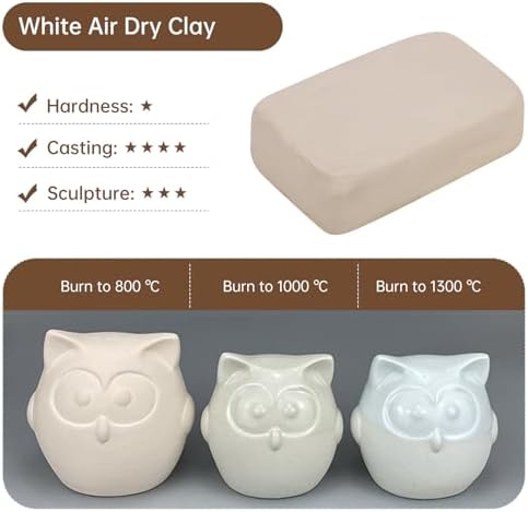 Sculpting Clay, Modeling Clay, 5.5lbs Natural Air Dry Clay Kit with Pottery Sculpting Tool Set, Pottery Clay for Adult - White - Image 2