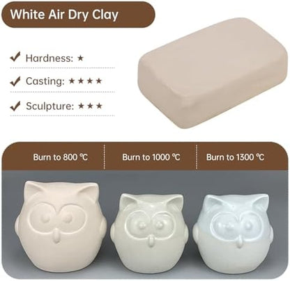 Sculpting Clay, Modeling Clay, 5.5lbs Natural Air Dry Clay Kit with Pottery Sculpting Tool Set, Pottery Clay for Adult - White - Image 2