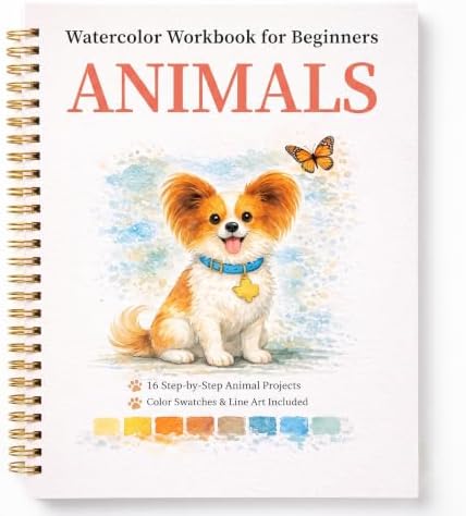 Watercolor Workbook for Beginners – Animals, 16 Original Watercolor Projects, Lay-Flat Watercolor Paper Book(9.45 × 7.48 in), Water Coloring Book for Adults, Art Gift by Unknown