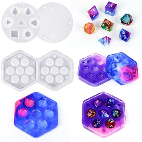 KISREL Dice Resin Molds, DND Dice Set and Organizer Box Epoxy Resin Mold by KISREL