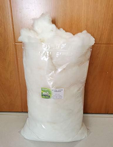 iMongol Carded Lambs Wool Stuffing Batting for Needle Felting, Knitted Crafts, Bright Creations, Pillow Filler, Stuffed Animals, Cushions,Super Clean Fine, Natural White(1lb) by iMongol