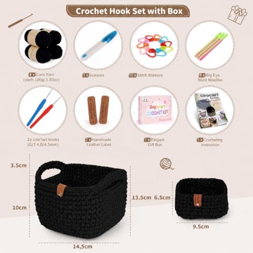 Aeelike 27PCS Beginner Crochet Basket Kit (L&S): Complete Storage Version, Knitting Starter Set with Instruction. for Adults, Ideal Crocheting Gift for Home Decor - Image 2