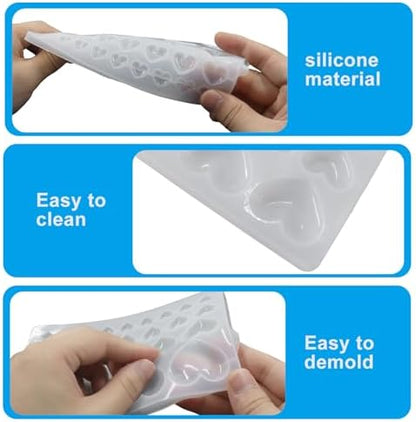 Hitefu Heart Molds Silica Gel 2-Pack White Heart-Shaped Craft Molds - Image 3