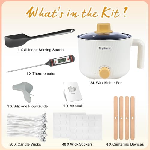 AOTOIE Wax Melter for Candle Making, Wax Melters Pot with Silicone Pouring Spout, DIY Candle Making Kit Included Centering Device, Stirring Spoon, Wicks, Wick Stickers,Wax Melter Supplies - Image 2