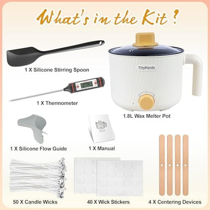 AOTOIE Wax Melter for Candle Making, Wax Melters Pot with Silicone Pouring Spout, DIY Candle Making Kit Included Centering Device, Stirring Spoon, Wicks, Wick Stickers,Wax Melter Supplies - Image 2
