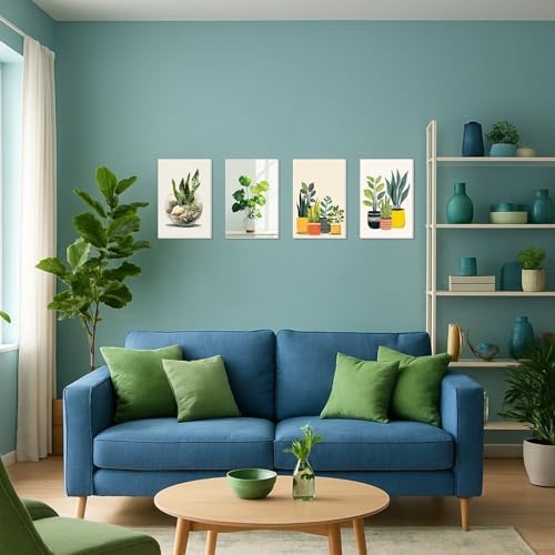 4 Pack Framed Paint By Numbers Kit for Adults Beginner Green Plant Adult Paint By Number Kits on Canvas Plants Painting By Numbers for Adults with Frame Diy Painting Kits for Home Wall Art 8x12 Inch - Image 5