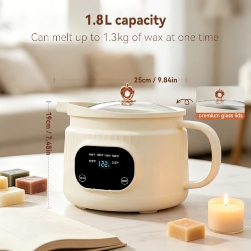 NAUQUOHZ 61 Oz Wax Melter Pot,6 Temp Presets for DIY Candle Making - Image 5