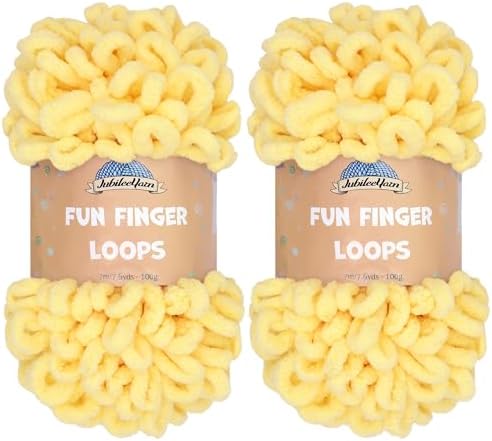JubileeYarn Fun Finger Loops Yarn - Light Buttercream - 2 Skeins by BambooMN