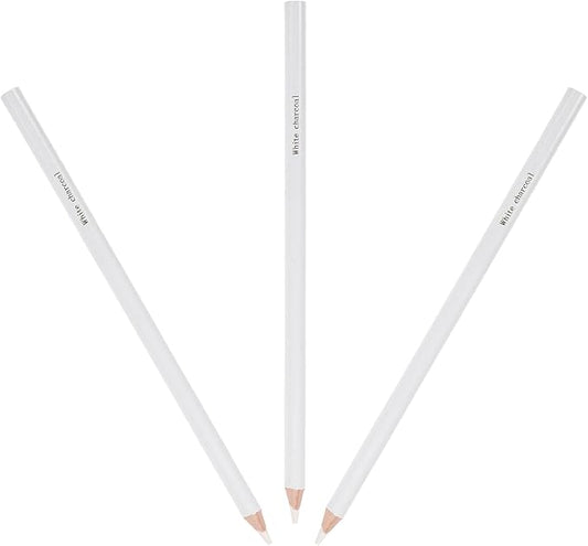 Healvian 3Pcs White Charcoal Pencils for Drawing and Sketching, Professional Art Drawing Highlight Pencils, Wooden Sketching Supplies for Artists and Students