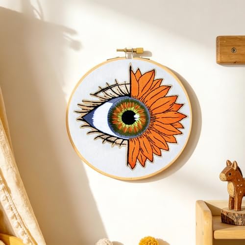 Crafmanoe Sunflower Eyes Embroidery Kits for Beginners Adults, Hand Embroidery Starters Kits, Stamped Cross Stitch Kits Needlepoint Kits for Beginners Adult, Embroidery Hoop, Thread and Video Tutorial - Image 7