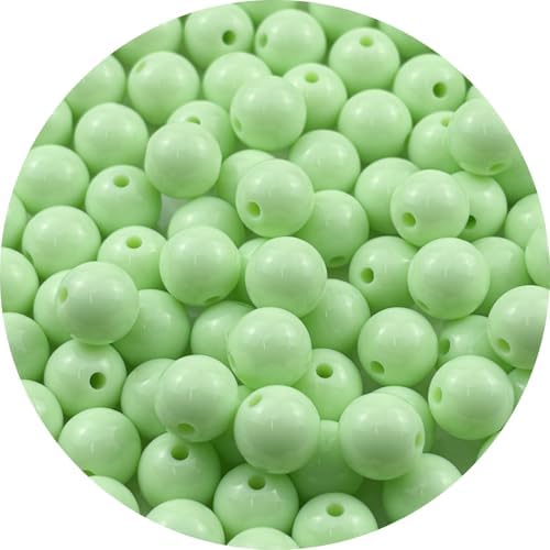 100pcs Acrylic Round Beads for Crafts 12mm Resin Candy Color Spacer Beads with Hole for Jewelry Making Sewing Crafts Decoration Necklaces Bracelets Earrings Supplies(Light Green) by Unknown