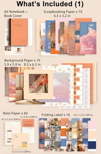 YagCu Aesthetic Scrapbook Kit, Sunset Junk Journal Supplies, Vintage Journaling and Scrapbooking Set, Bullet Journals Materials, Large Collection for Women Adults Beginners, Arts Craft - Image 3