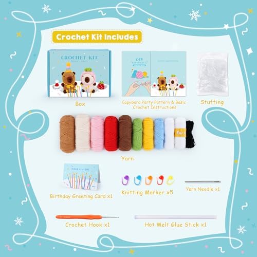 2PCS Capybara Crochet Kit for Beginners Crochet Starter Kit for Adults - Image 2