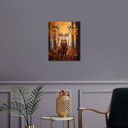 TUMOVO Adults Paint by Numbers Kit Winter Deer Forest Scene Noble Stag in Autumn Snowfall DIY Canvas Painting for Relaxation Rustic Wildlife Home Decor Acrylic Paints and Brushes Included 16x20 Inch - Image 2