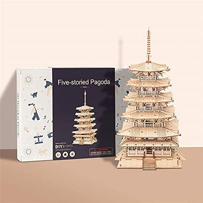 Rowood 3D Puzzles for Adults, Wooden Model Kits for Adults to Build, Gift on Birthday Christmas - Five-storied Pagoda (275 PCS) - Image 5