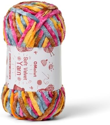 100g Fluffy Velvet Chenille Yarn for Crocheting and Knitting, 80m (87.5yd) Baby Yarn for Crocheting Soft, Crochet Chunky Yarns Amigurumi Yarns (Sunrise) by OMoiut
