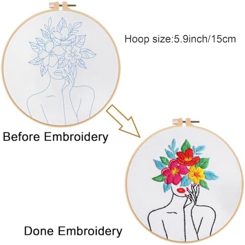 Louise Maelys Flower Woman Embroidery Kit for Beginners DIY Gift Set - Image 3