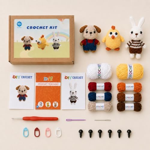 Xanlon Crochet Kit for Beginners,3pcs Animals Knitting Beginner Starter Kit by Unknown