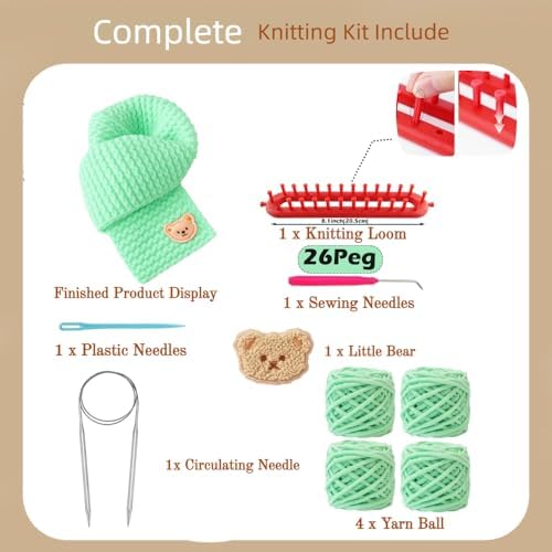 Yarniss Knitting Loom Kits，Knitting Scarf Kits with Green Yarn - Image 2