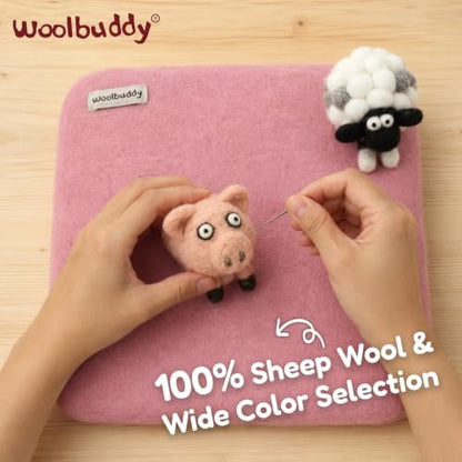Woolbuddy Needle Felting Mat 10 x 10 x 1.5 Inch (Pink), Pure Wool Felt Pad - Image 2