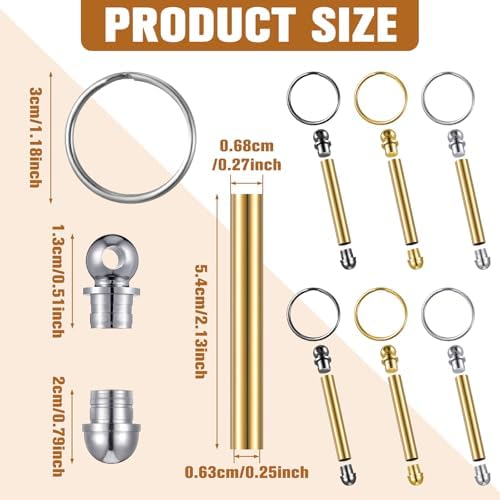 XunYee 12 Pcs WoodTurning Keychain Kit Woodturning Project Kit Wood Turning accessories Mandrel Woodturning keychain for Carpentry woodworker gift(Silver, Black, Gold) - Image 2