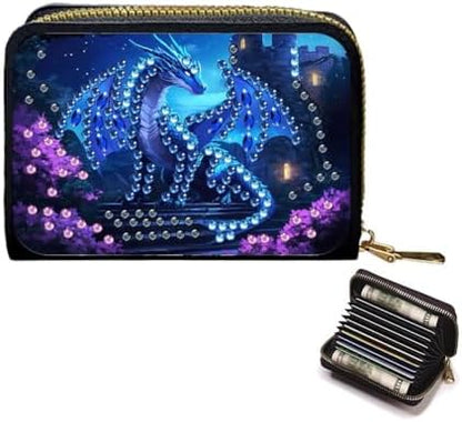 Santiway DIY Diamond Art Painting Kit - PU Leather Credit Card Holder Wallet & Coin Purse with Dragon Pattern, Zipper Organizer 4.33x3.14in for Adults​ by SantiwayColorfulHome